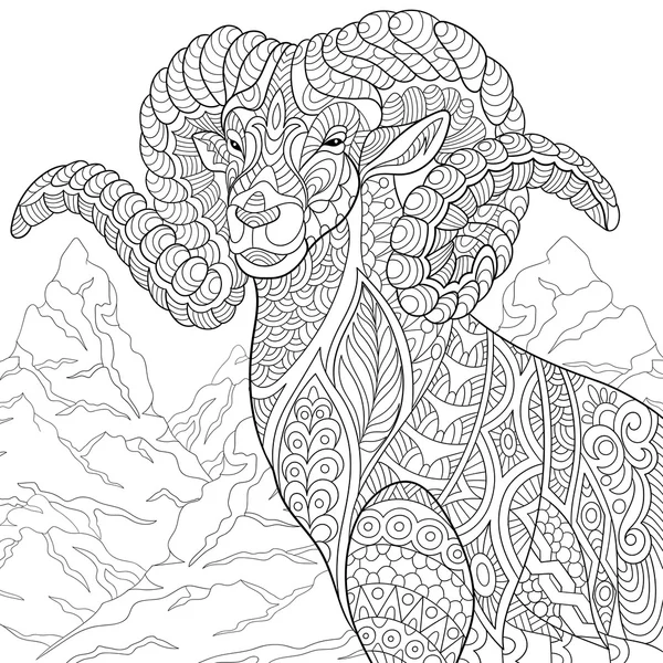 Stylizowane koza Zentangle — Wektor stockowy