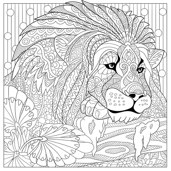 Zentangle leão estilizado —  Vetores de Stock