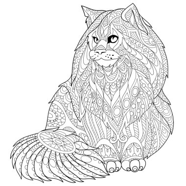 Zentangle maine coon kedi stilize