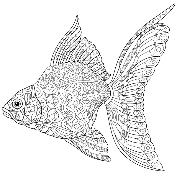 Pesce rosso stilizzato Zentangle — Vettoriale Stock
