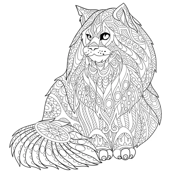 Zentangle 程式化缅因库恩猫 — 图库矢量图片