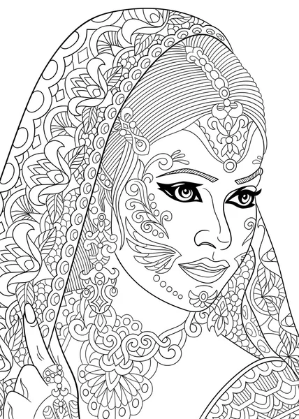 Zentangle stylized indian woman — Stock Vector