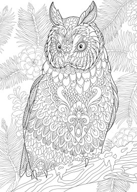 Stilize Zentangle kartal baykuş