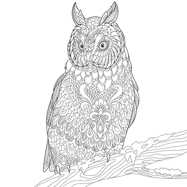 Zentangle stylized eagle owl — Stock Vector