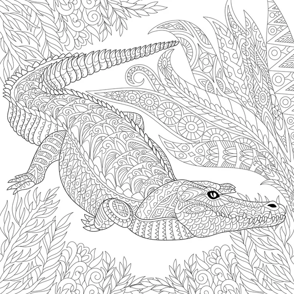 Zentangle stylizowane krokodyla (aligatora) — Wektor stockowy