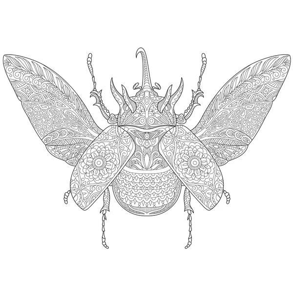 Zentangle stylized rhinoceros beetle — Stock Vector