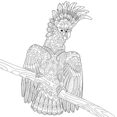 Zentangle stilize Kakadu papağan