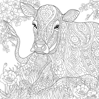 Zentangle stilize inek