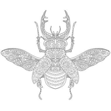 Zentangle geyik böceği (Lucanus cervus stilize)