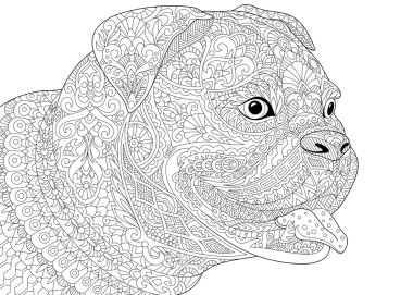 Zentangle stilize Alman boksör köpek