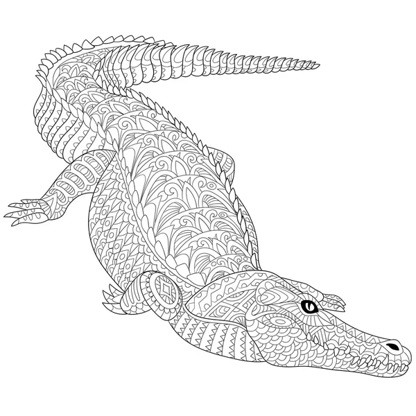 Coccodrillo stilizzato Zentangle (alligatore ) — Vettoriale Stock