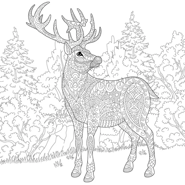 Zentangle stylized deer — Stock Vector