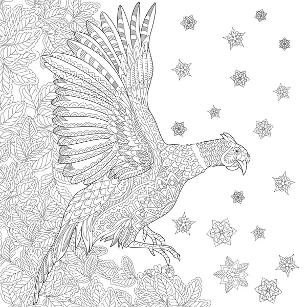 程式化的 Zentangle 雉鸟 — 图库矢量图片