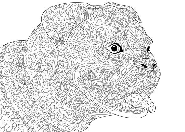 Zentangle stilize Alman boksör köpek — Stok Vektör