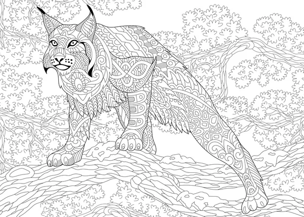 Zentangle bergaya kucing liar - Stok Vektor