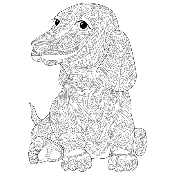 Zentangle dachshund estilizado (teckel ) — Vector de stock