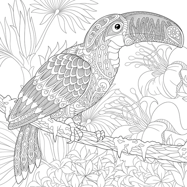 Toucan stylisé Zentangle — Image vectorielle