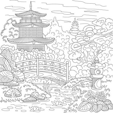 Zentangle stilize pagoda