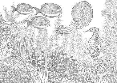 Zentangle stilize akvaryum