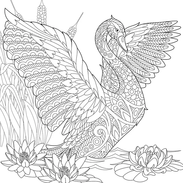 Cisne estilizado Zentangle — Vector de stock