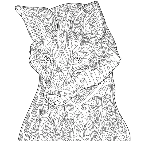 Zentangle stylized fox — Stock Vector