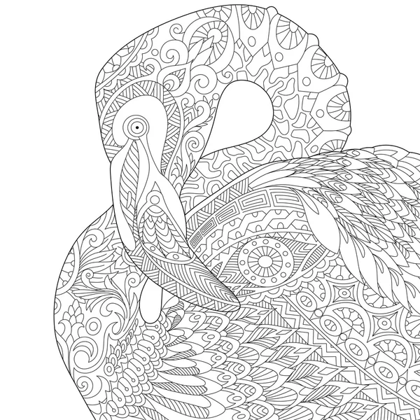Zentangle flamingo estilizado — Vetor de Stock