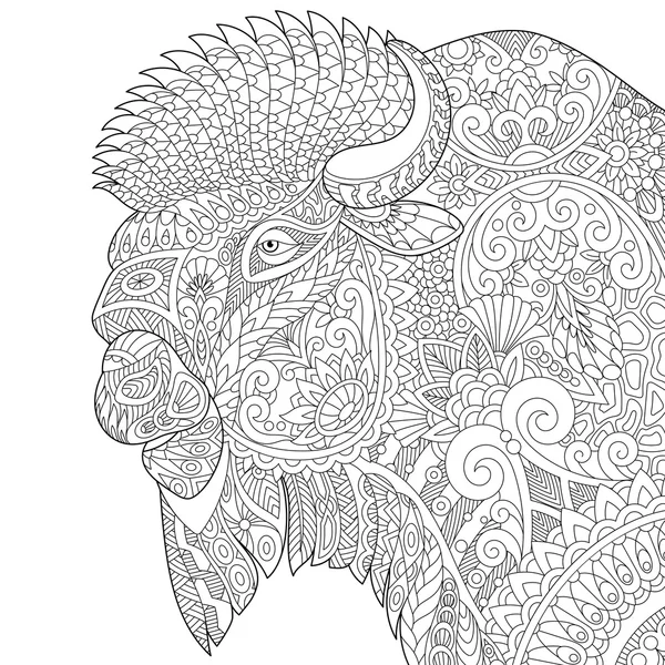 Zentangle búfalo estilizado — Archivo Imágenes Vectoriales