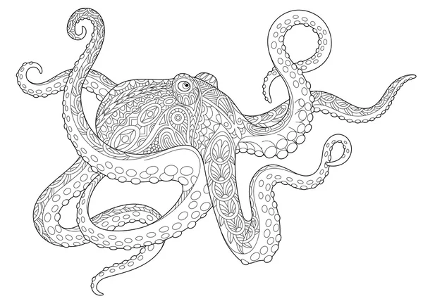 程式化的 Zentangle 象章鱼 — 图库矢量图片