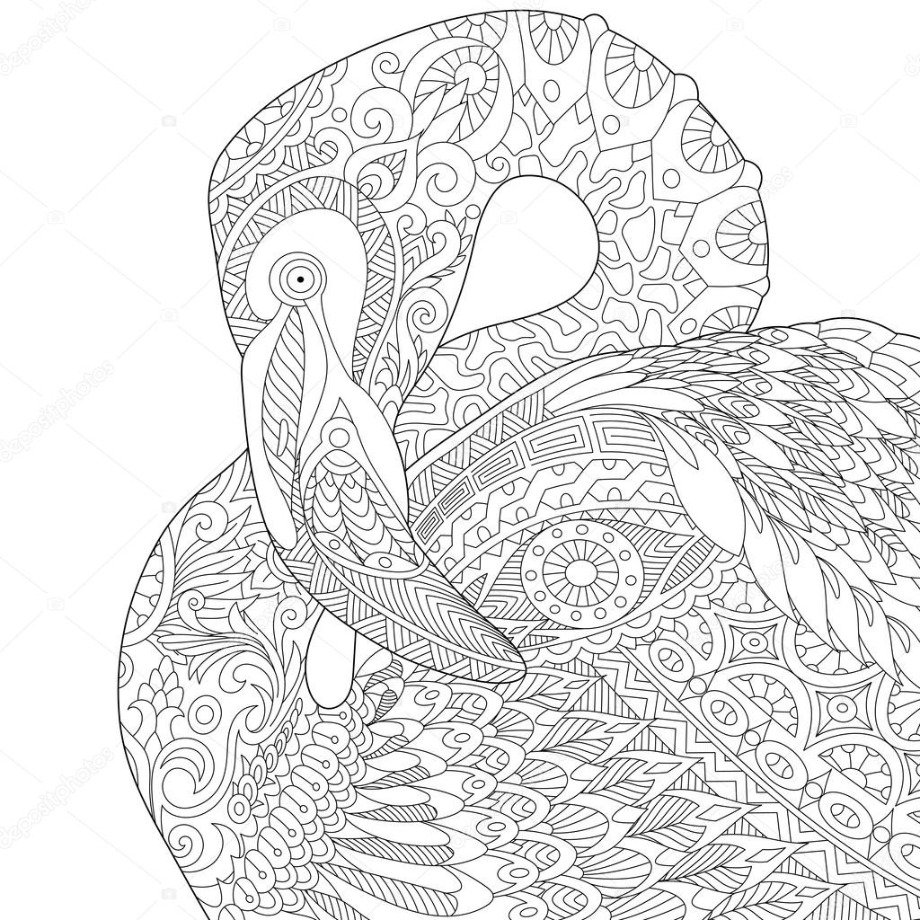 stock illustration zentangle stylized flamingo