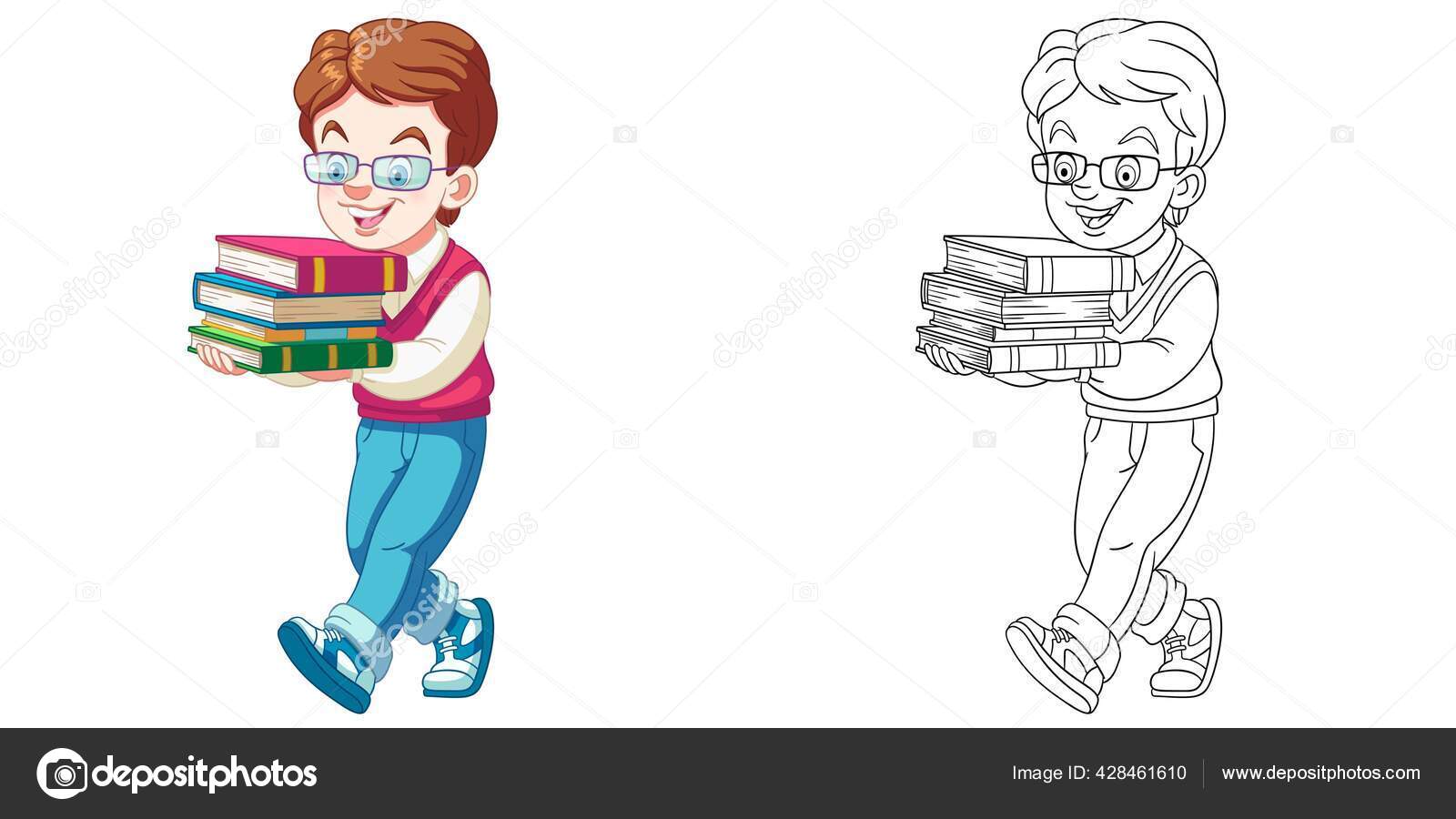 给书页上涂上男孩子的颜色给孩子们画线条给他们的活动涂色精彩的剪贴画矢量说明图库矢量图©Sybirko 428461610, image size:1600x900