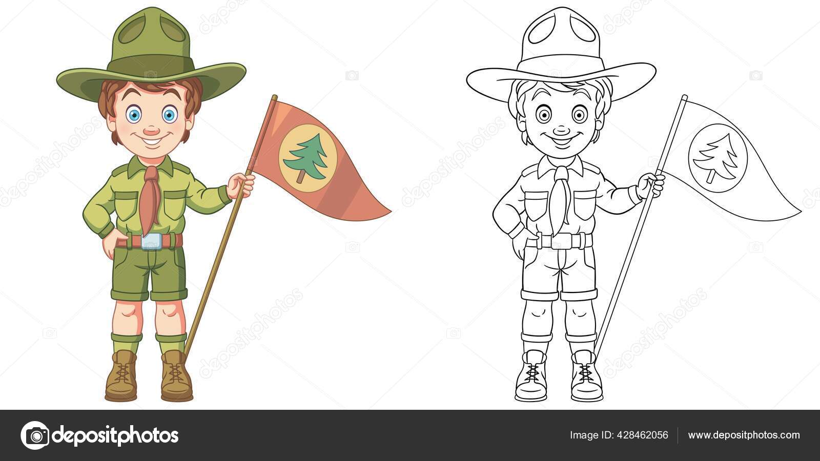 boy scout flag clipart outline