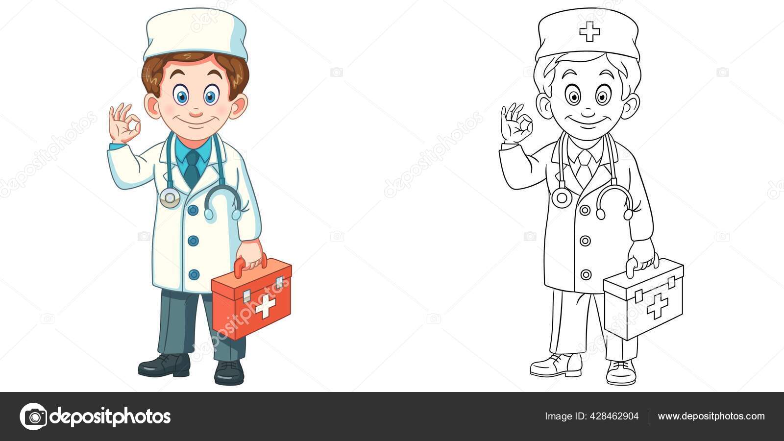 Desenho de Médico com o estetoscópio para Colorir - Colorir.com