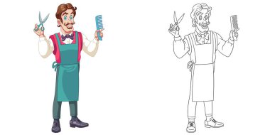 Berberle boyama sayfası. Çocuk aktivite boyama kitabı için çizgi çizimi. Renkli klip sanatı. Vektör illüstrasyonu.