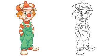 Coloring page with clown. Line art drawing for kids activity coloring book. Colorful clip art. Vector illustration. vector Coloring page with clown. Line art drawing for kids activity coloring book. Colorful clip art. Vector illustration. vector
