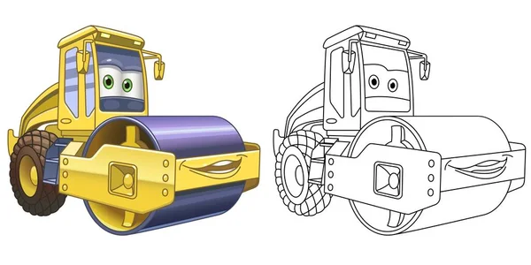 Coloriage Avec Machine Paver Asphalte Dessin Art Linéaire Pour Enfants — Image vectorielle