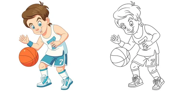 Menino com bola de basquete para colorir - Imprimir Desenhos