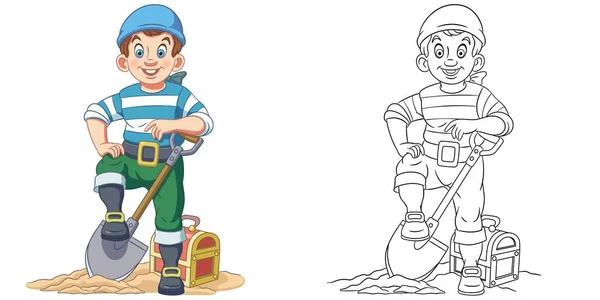 Página Para Colorear Con Pirata Dibujo Línea Arte Para Niños — Vector de stock