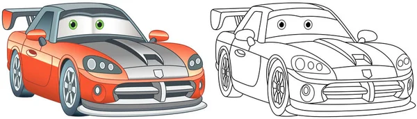Χρωματισμός Σελίδα Σπορ Αυτοκίνητο Γραμμικό Σχέδιο Τέχνης Για Παιδιά Δραστηριότητα — Διανυσματικό Αρχείο