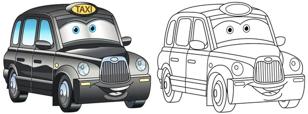 Página Para Colorear Con Coche Taxi Dibujo Línea Arte Para — Vector de stock