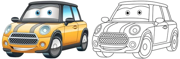 Página Para Colorear Con Coches Dibujo Línea Arte Para Niños — Vector de stock