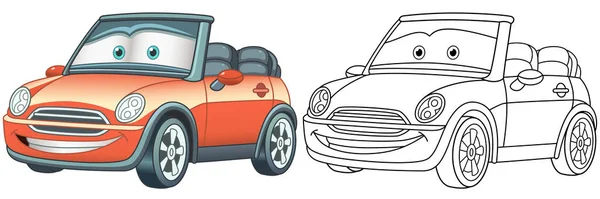 Malvorlagen Mit Autos Linienzeichnung Für Kinder Aktivität Malbuch Bunte Clip — Stockvektor