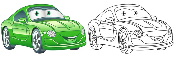 Página Para Colorear Con Coches Dibujo Línea Arte Para Niños — Vector de stock