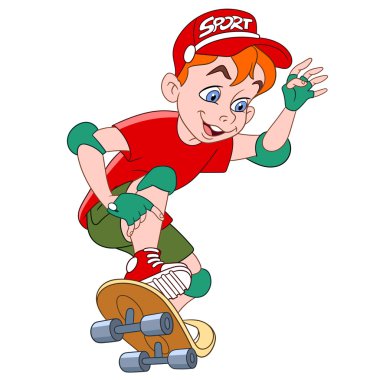 boy with skateboard clipart