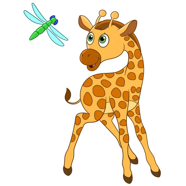 Girafe et libellule — Image vectorielle