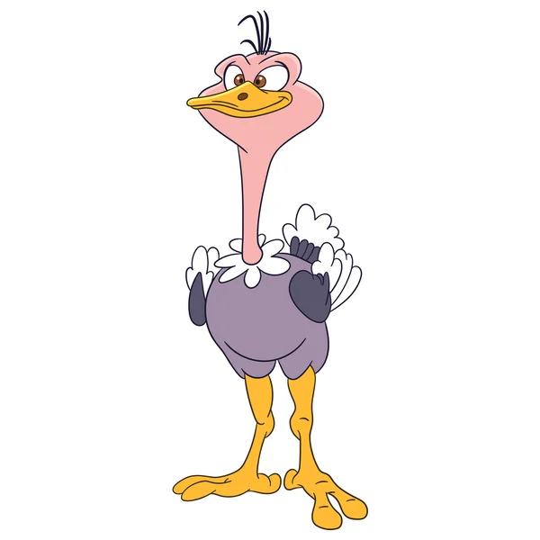 Divertido avestruz de dibujos animados — Vector de stock