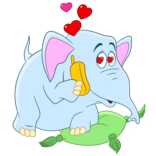 浪漫卡通里的大象 — 图库矢量图片