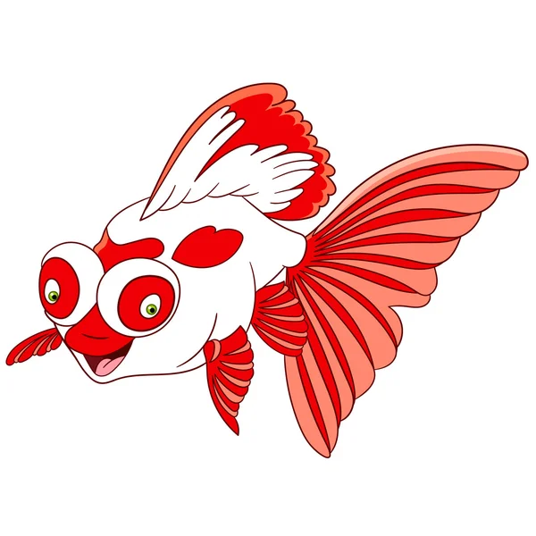 Mignon télescope de dessin animé poisson rouge — Image vectorielle