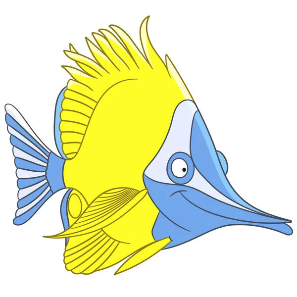 Lindo dibujos animados longnose mariposa peces — Vector de stock