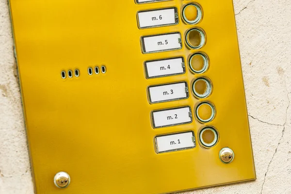Teclado metálico del intercomunicador con números — Foto de Stock