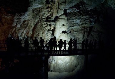 Tour group in a cave clipart